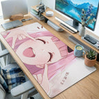 Blushing Pink Anime Girl Desk Mat