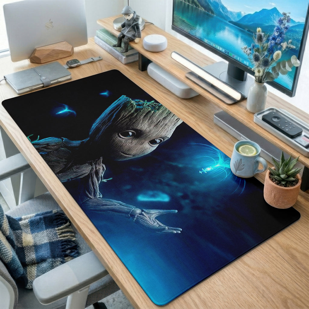 Blue Glow Tree Creature Desk Mat