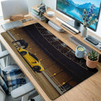Yellow Supercar Steel Bridge Desk Mat