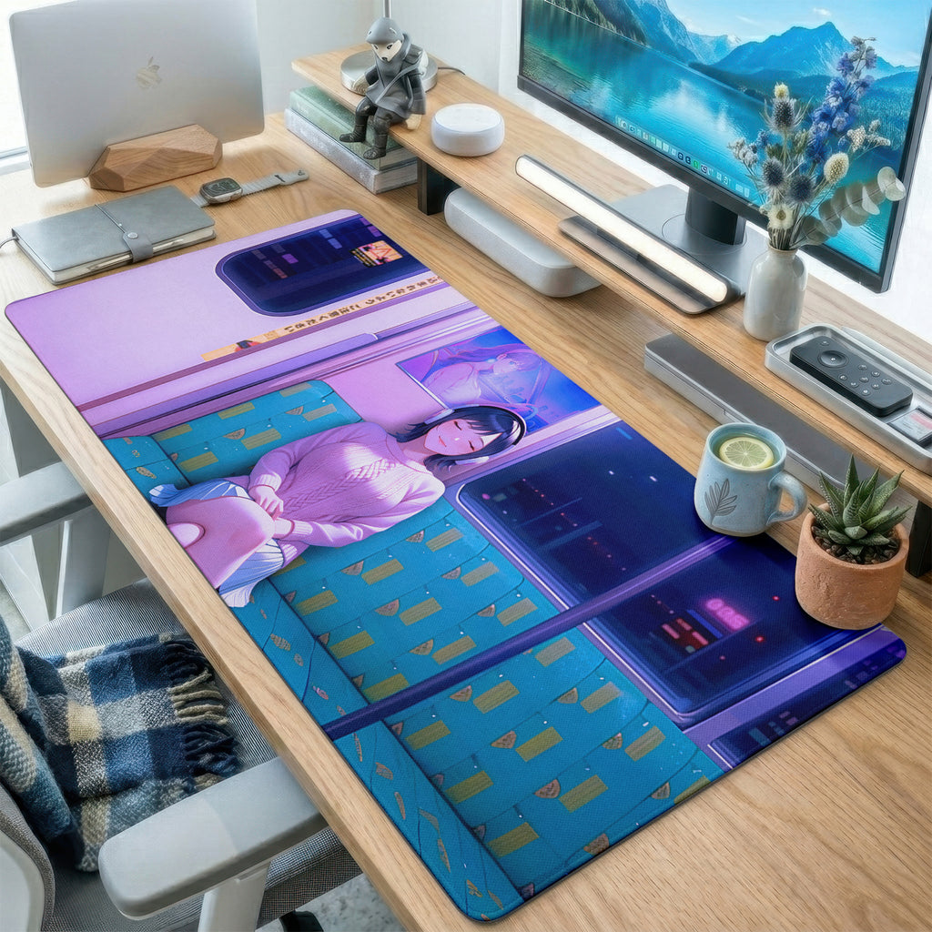 Cozy Purple Night Room Desk Mat