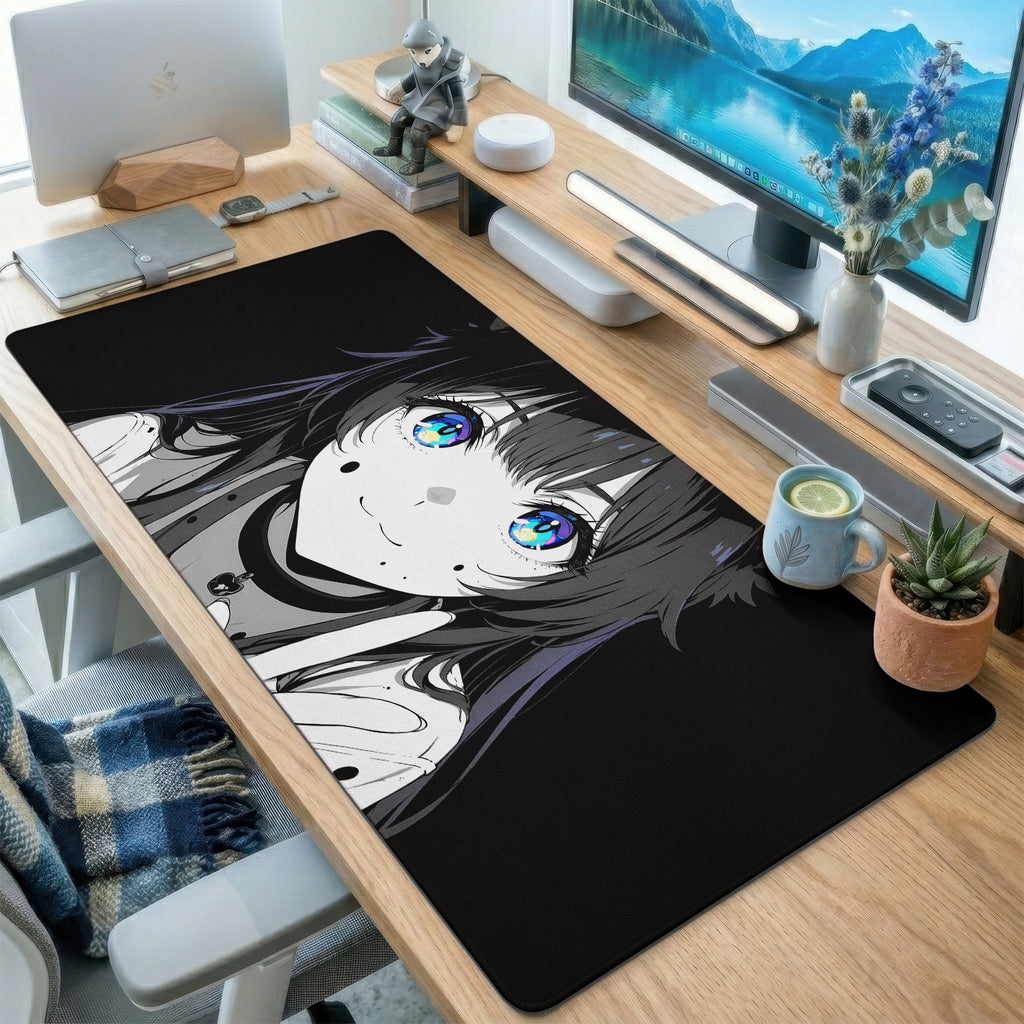Dark Eyed Anime Girl Desk Mat