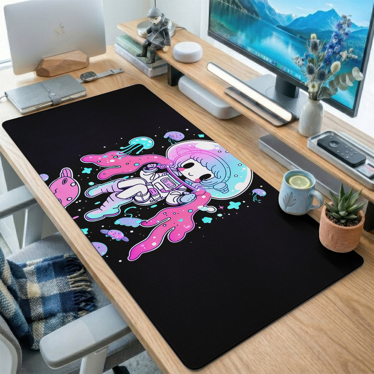 Cosmic Space Astronaut Girl Desk Mat