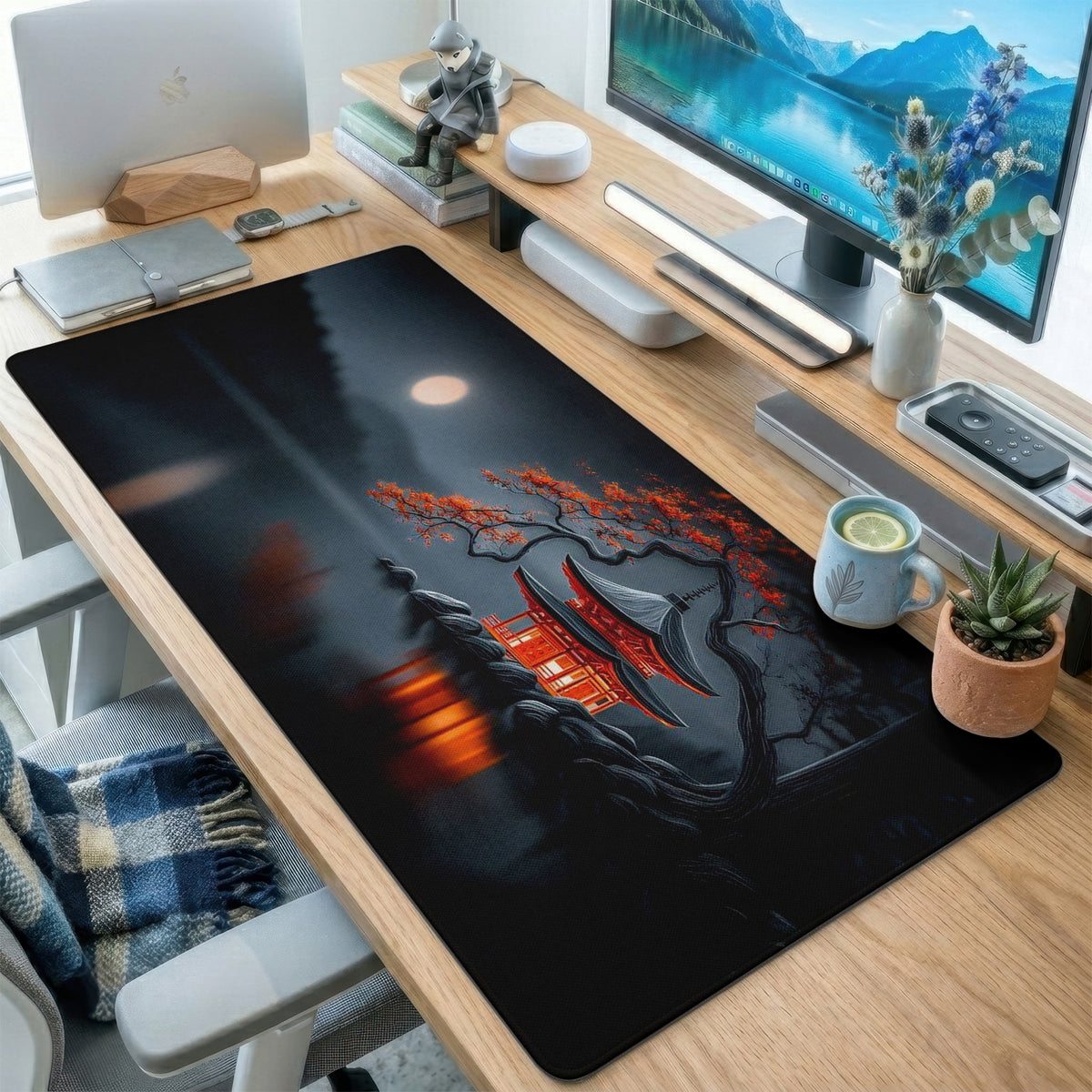 Japanese Pagoda Night Temple Desk Mat