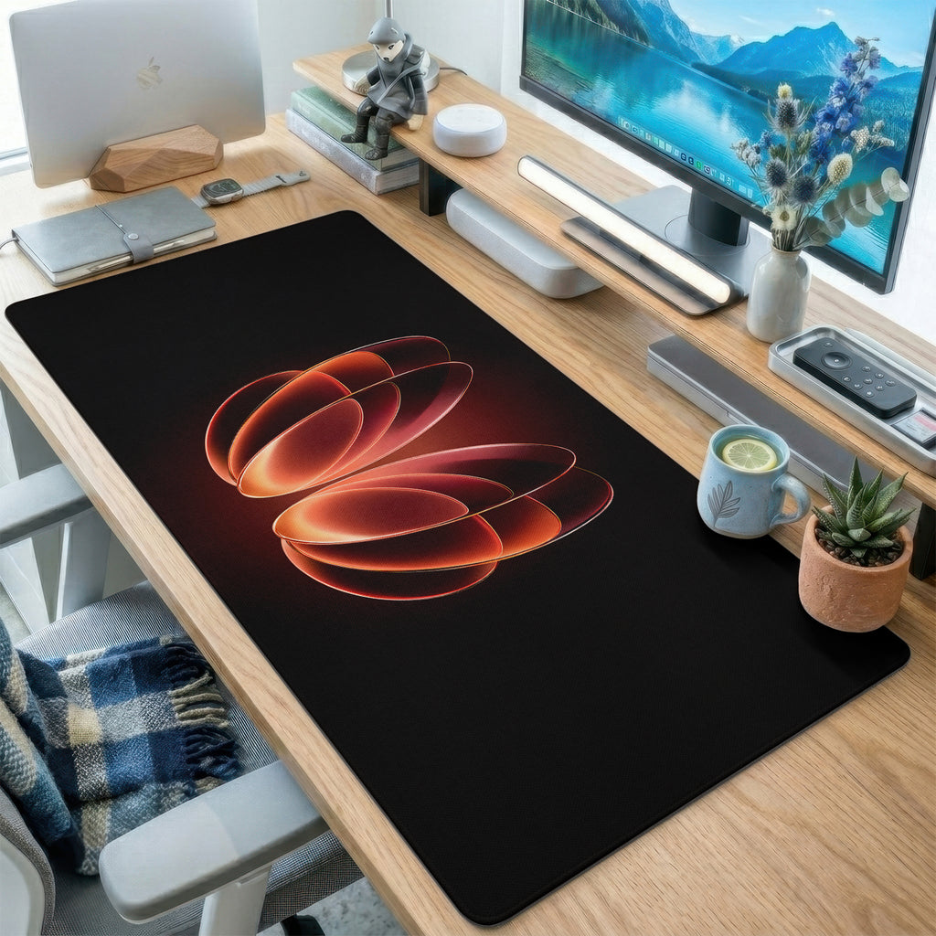 Fiery Orange Abstract Swirl Desk Mat