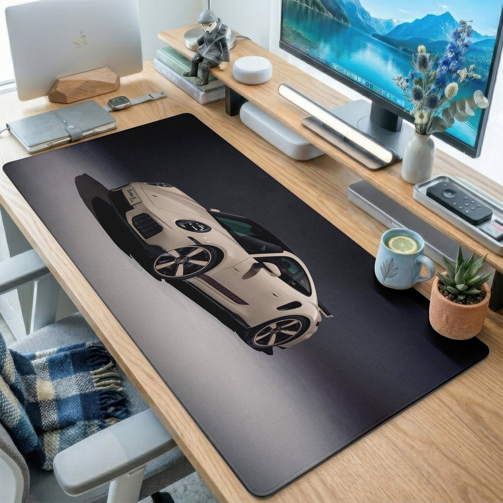 Beige Sports Car Mat Desk Mat