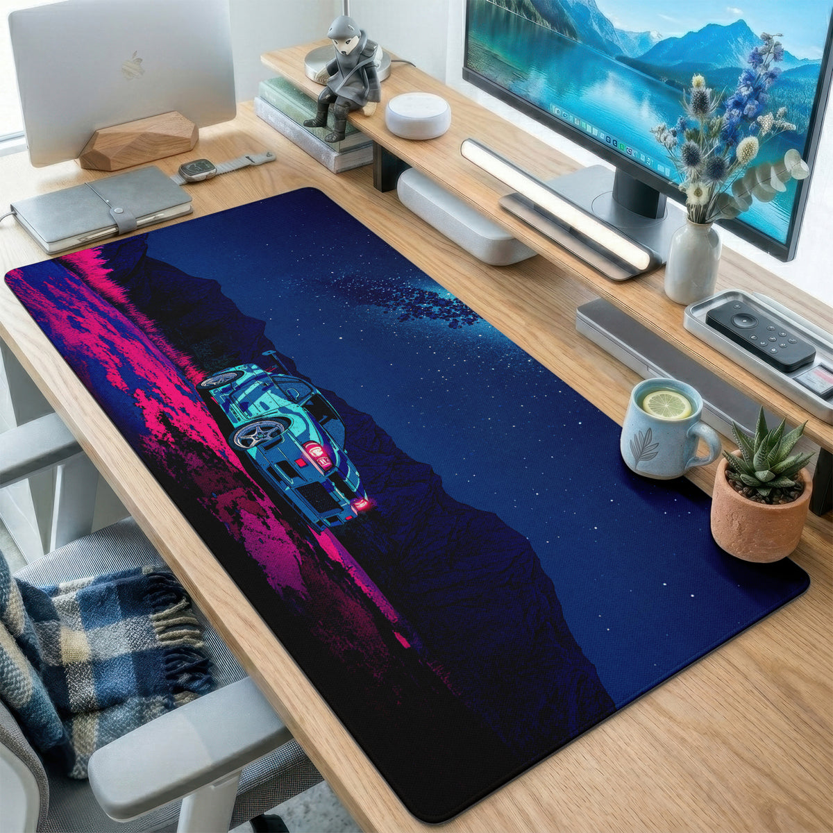 Pink Mountain Rally Drive Desk Mat