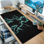 Teal Energy Warrior Silhouette Desk Mat