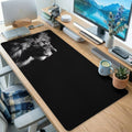 Black White Lion Portrait Desk Mat