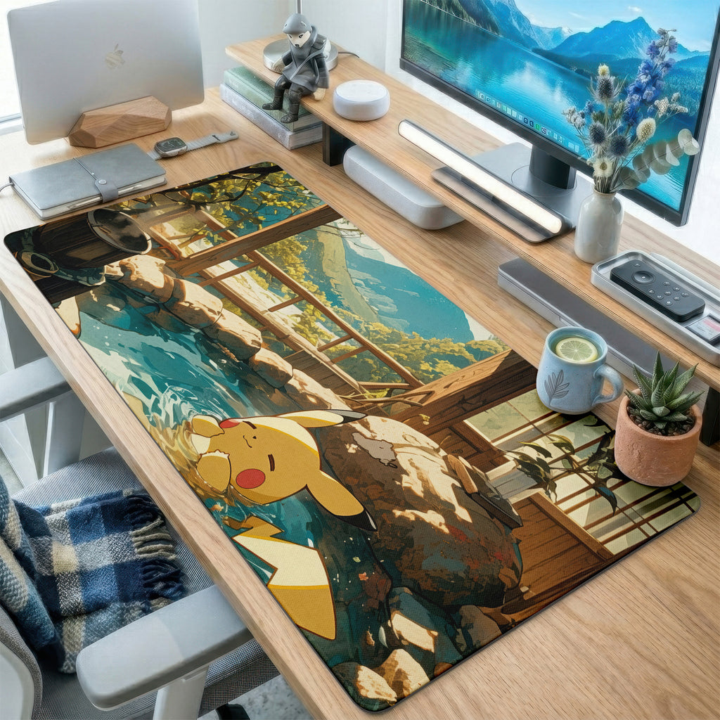 Sleepy Yellow Cartoon Companion Desk Mat