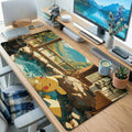 Sleepy Yellow Cartoon Companion Desk Mat