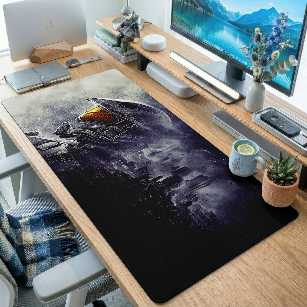 Dark Mecha Robot Head Desk Mat