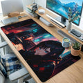 Neon Cyberpunk Anime Girl Desk Mat
