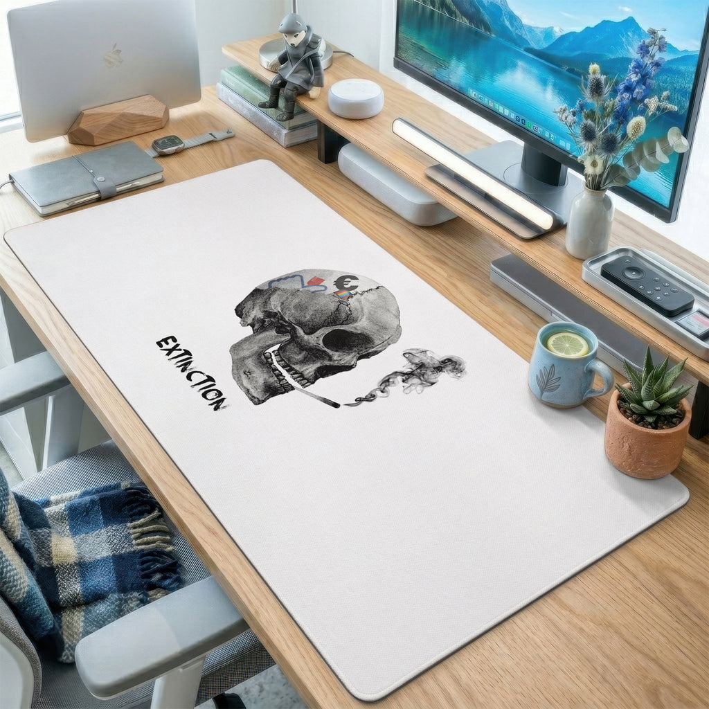 White Skull Extinction Art Desk Mat