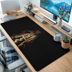 Flaming Sword Anime Warrior Desk Mat