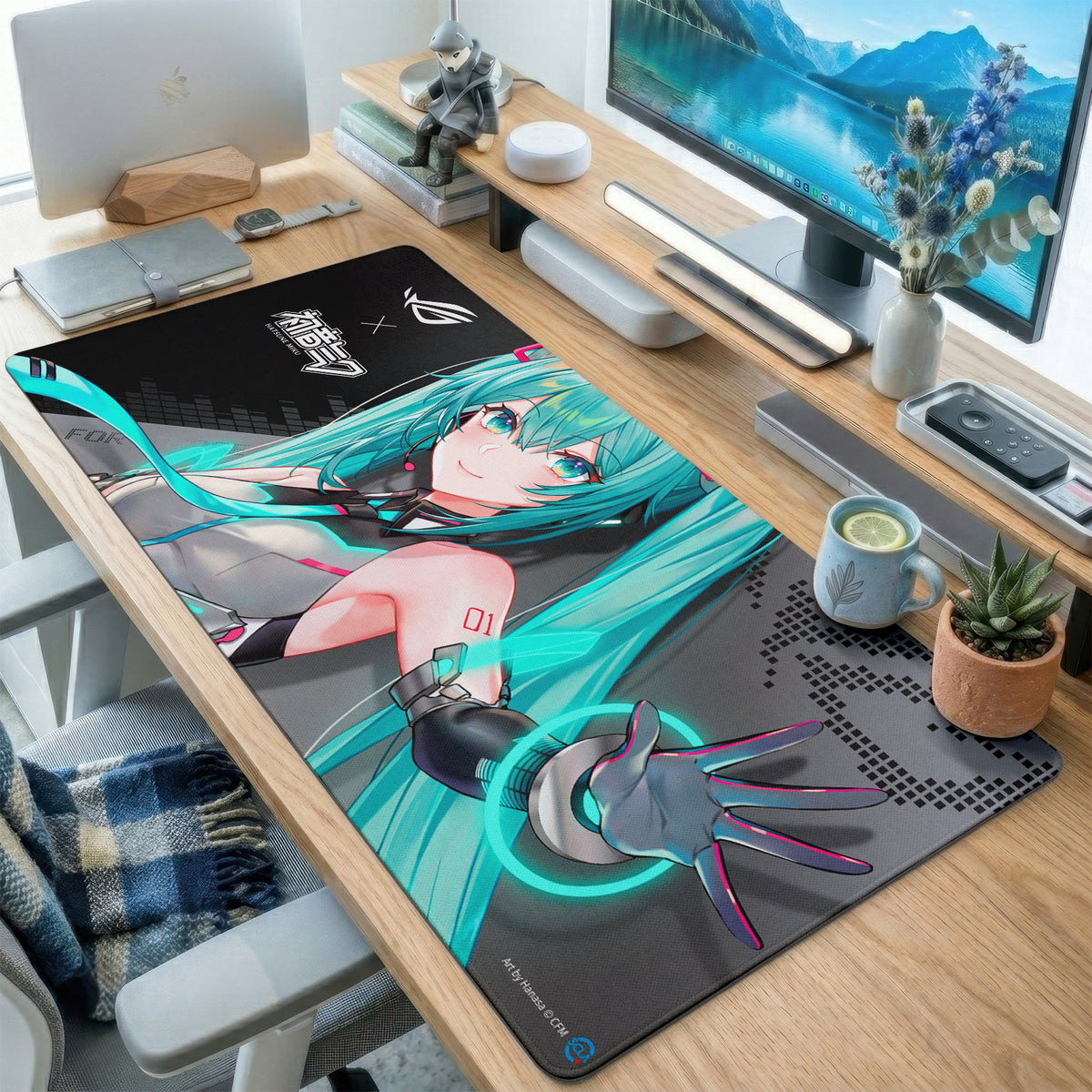 Teal Hair Idol Singer Desk Mat