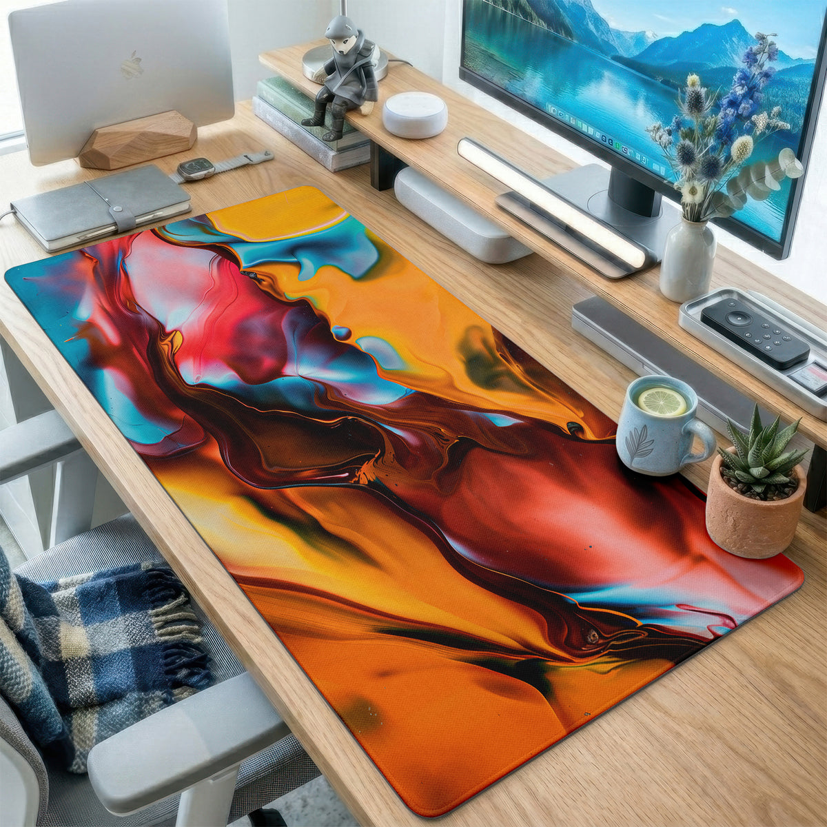 Abstract Fluid Marble Art Desk Mat