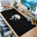 White Skull Logo Black Desk Mat