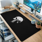 White Skull Logo Black Desk Mat
