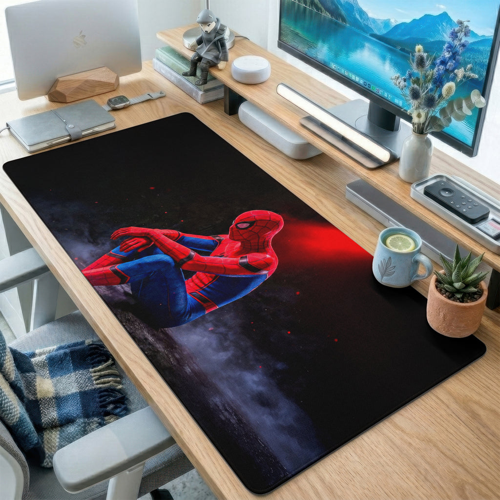 Blue Red Crouching Hero Desk Mat