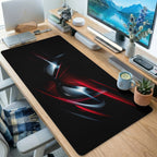 Crimson Black Gamer Abstract Desk Mat