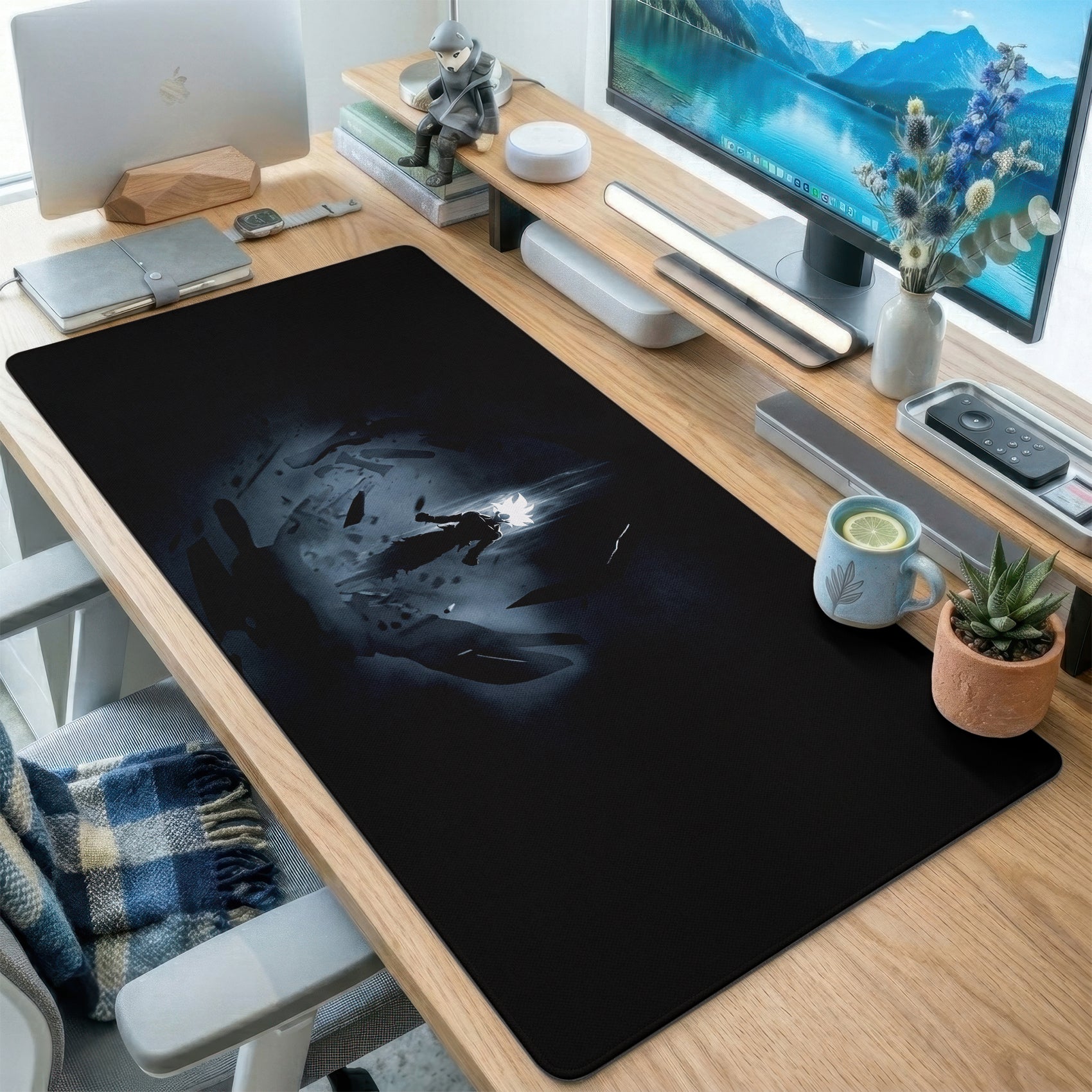 Dark Battle Glowing Warrior Desk Mat