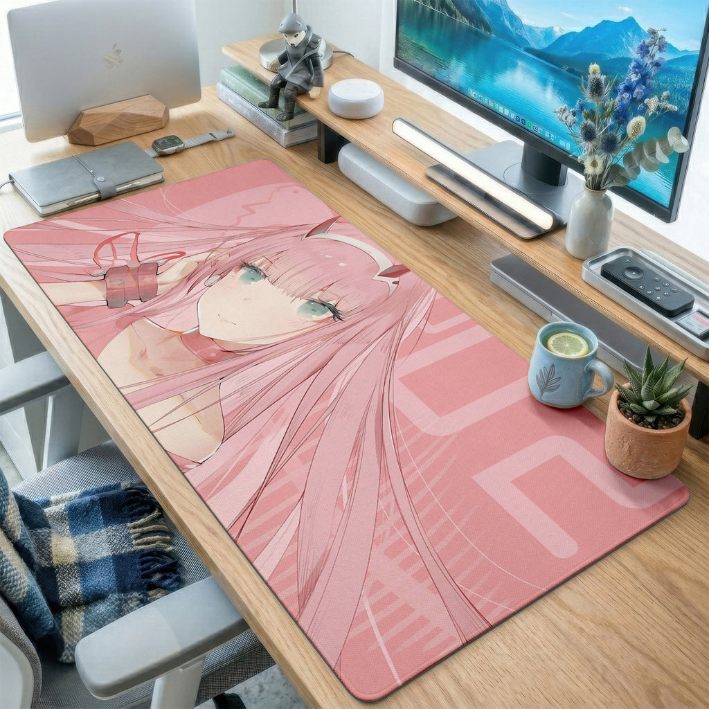 Pink Themed Anime Girl Desk Mat