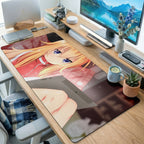 Blonde Anime Girl Portrait Desk Mat