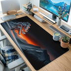 Glowing Fire Tree Mountain Desk Mat