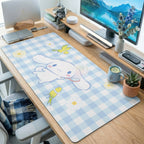 Blue Plaid Puppy Cute Desk Mat