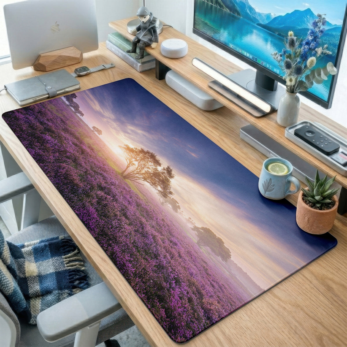 Purple Lavender Field Sunset Desk Mat