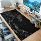 Minimalist Wave Line Art Desk Mat